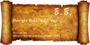 Bergh Bökény névjegykártya